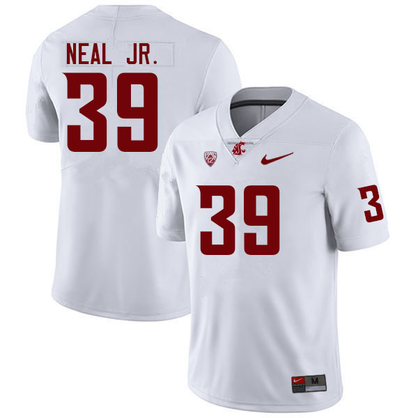 Men #39 Leon Neal Jr. Washington State Cougars College Football Jerseys Sale-White - Click Image to Close